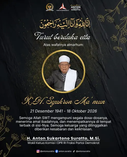Anton Sukartono Berduka, Ulama Kharismatik Syukron Ma’mun Berpulan