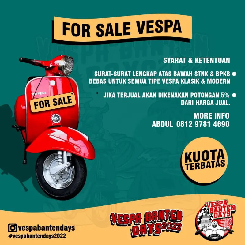 Vespa Banten Days 2022 Dihelat Pertengahan Agustus
