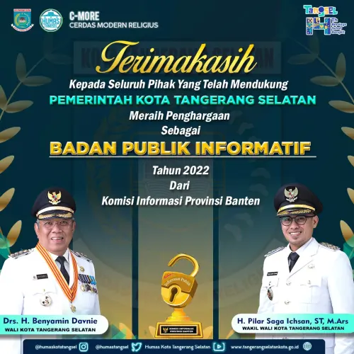 Pemkot Tangsel Raih Penghargaan Badan Publik Informatif 2022