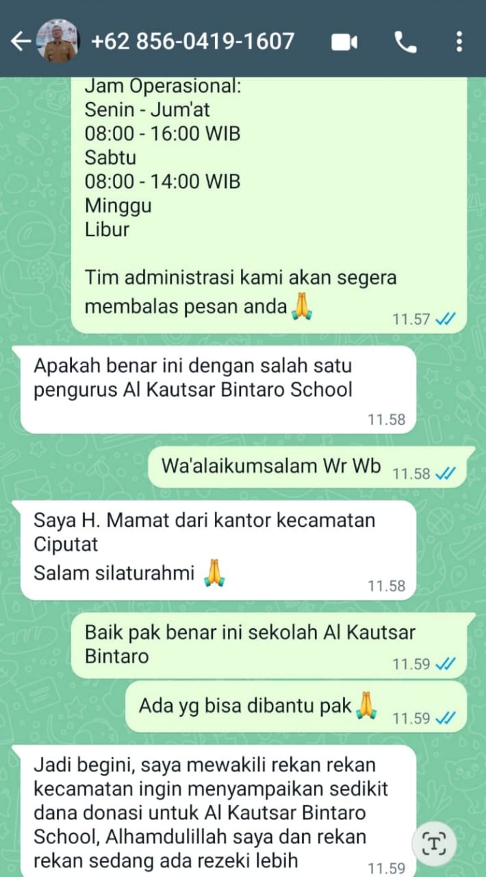 Penipu Catut Nama Camat Ciputat, Modusnya Bakal Salurkan Bantuan ke Sekolah Al Kautsar Bintaro