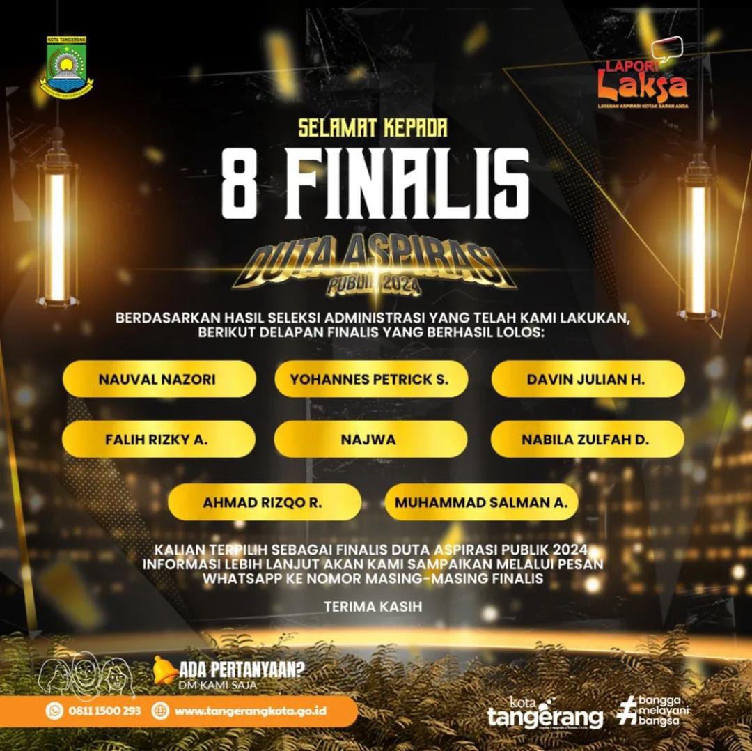 Ini Delapan Finalis Duta Aspirasi Publik 2024 Kota Tangerang