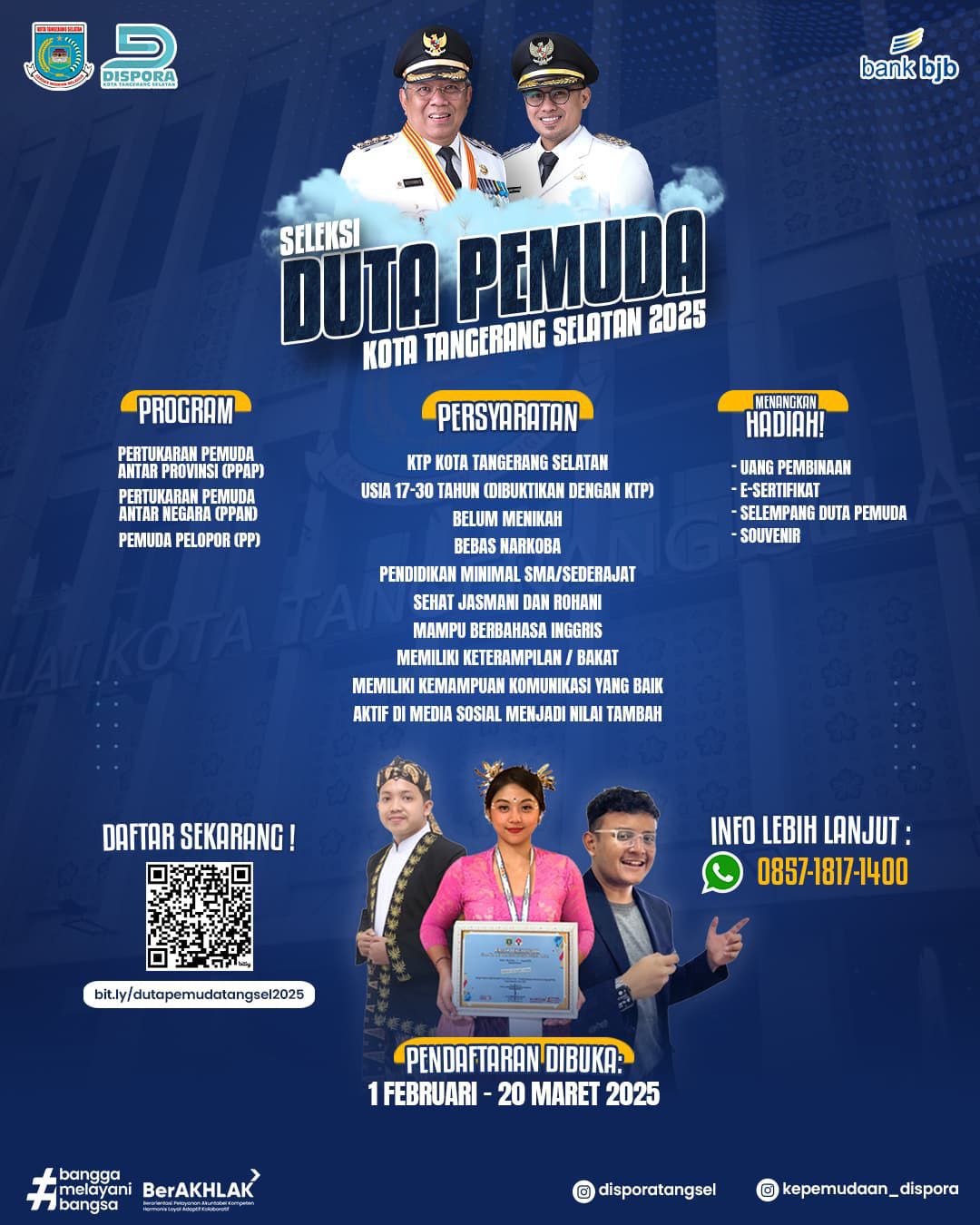 Pendaftaran Seleksi Duta Pemuda Tingkat Kota Tangsel Tahun 2025 Resmi Dibuka!