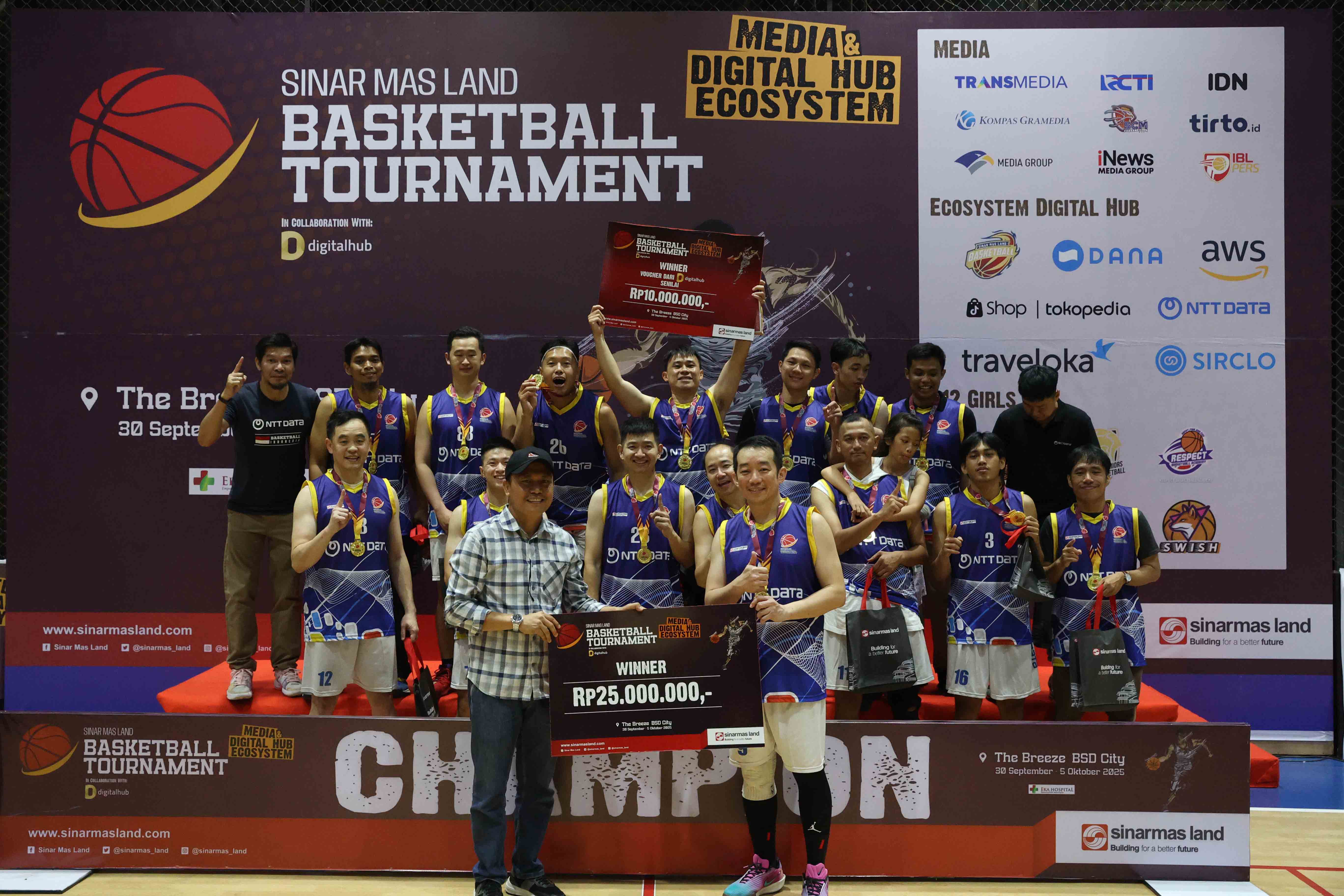 Sinar Mas Land Basketball Tournament Ke-9 Sukses Digelar di BSD City, NTT Data Raih Gelar Juara Taklukkan Juara Bertahan